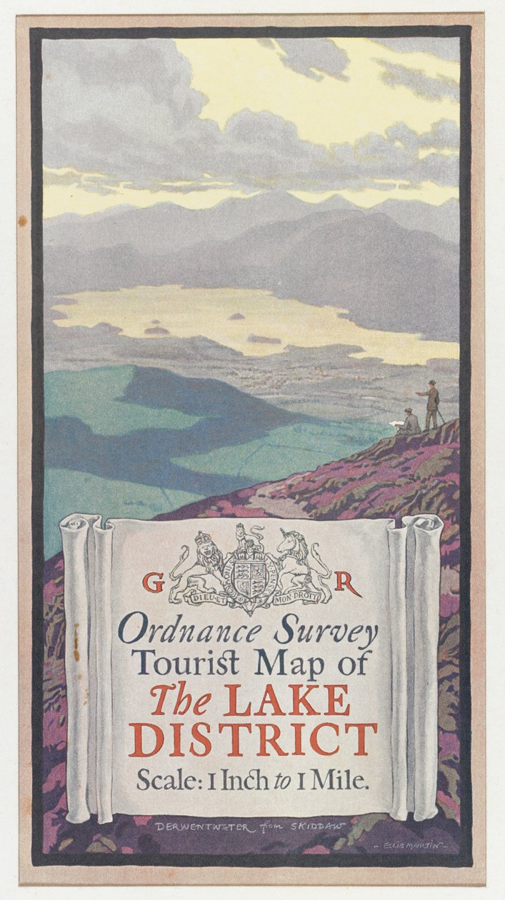 地形测量局湖区旅游地图，c.1920（彩色平版印刷） 作者 英语学校