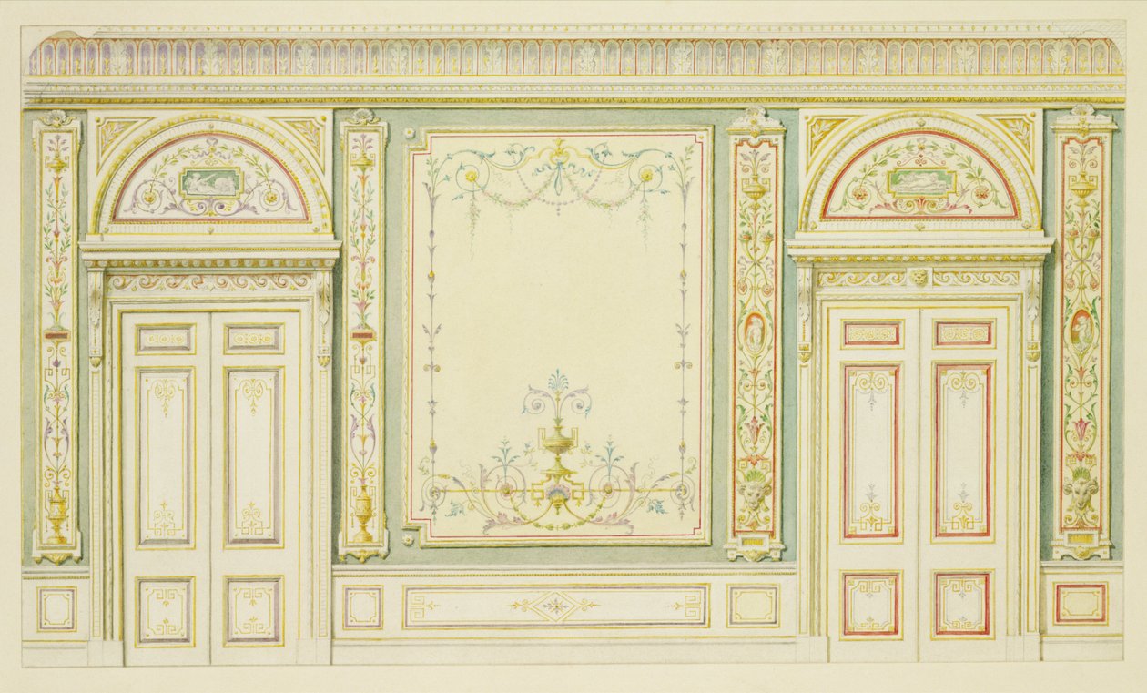 华丽的门和墙面装饰，罗伯特亚当（1728-92）的风格 作者 英语学校