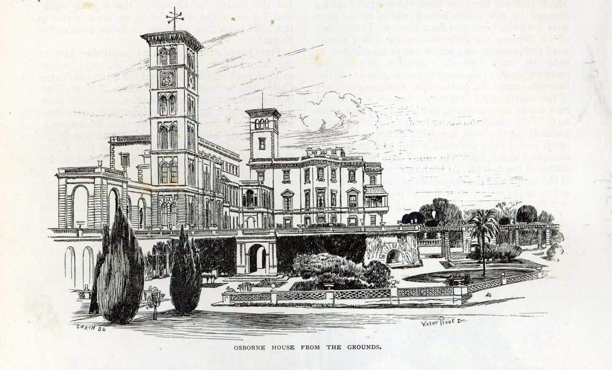 来自地面的Osborne House，来自1888年的“休闲时光” 作者 英语学校