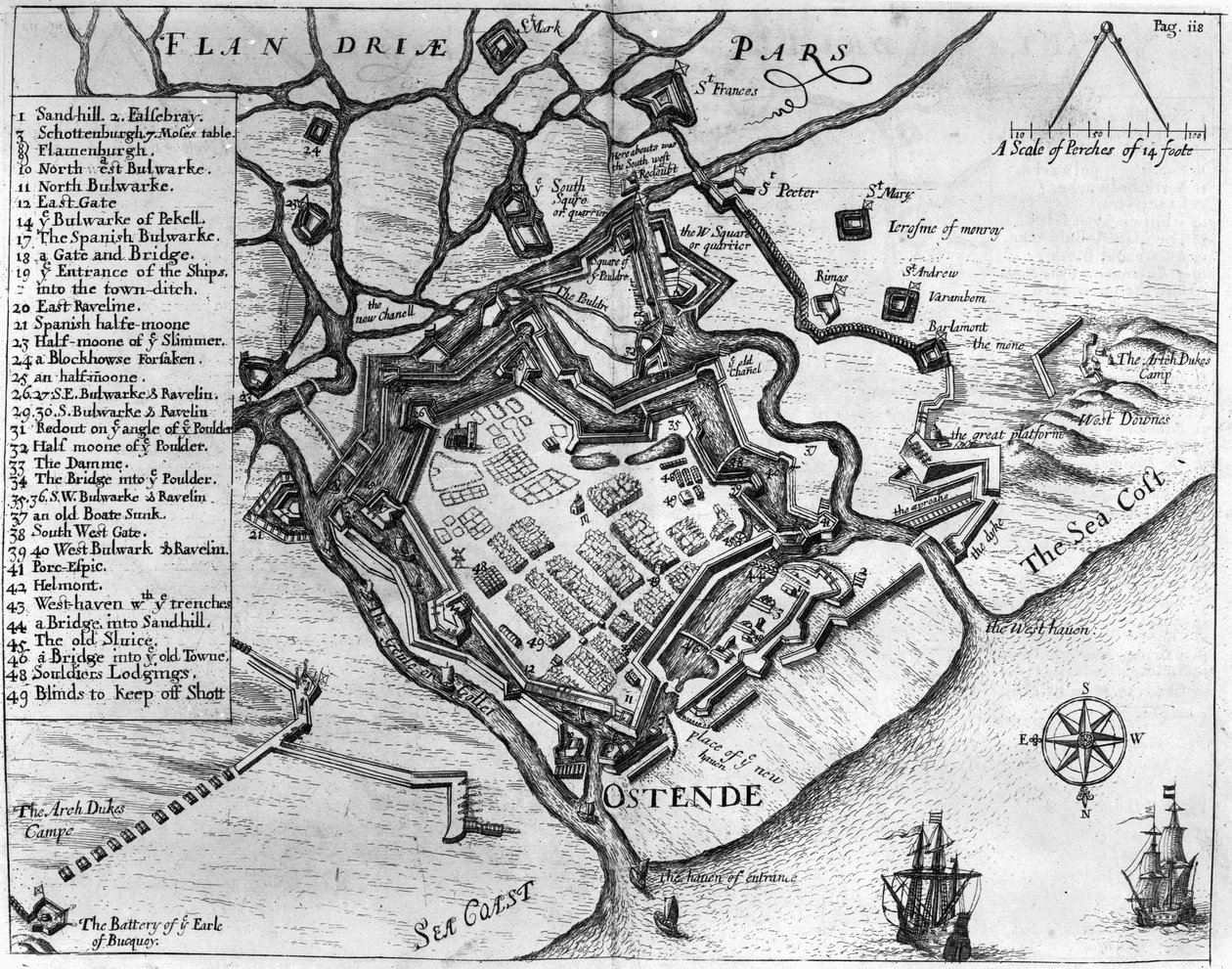 奥斯坦德，来自&39;评论，多样化的服务，其中他由弗朗西斯维尔（1560-1609），酒吧指挥&39;。作者William Dillingham，1657（雕刻） 作者 英语学校