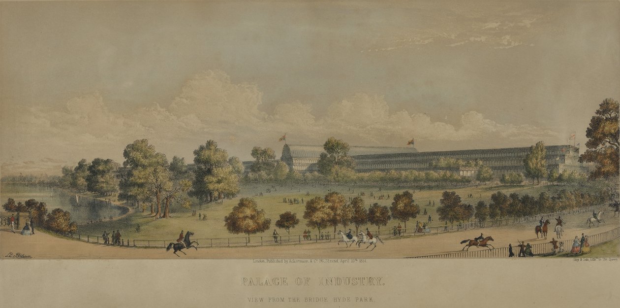 工业宫；海德公园大桥观景，1851年 作者 英语学校