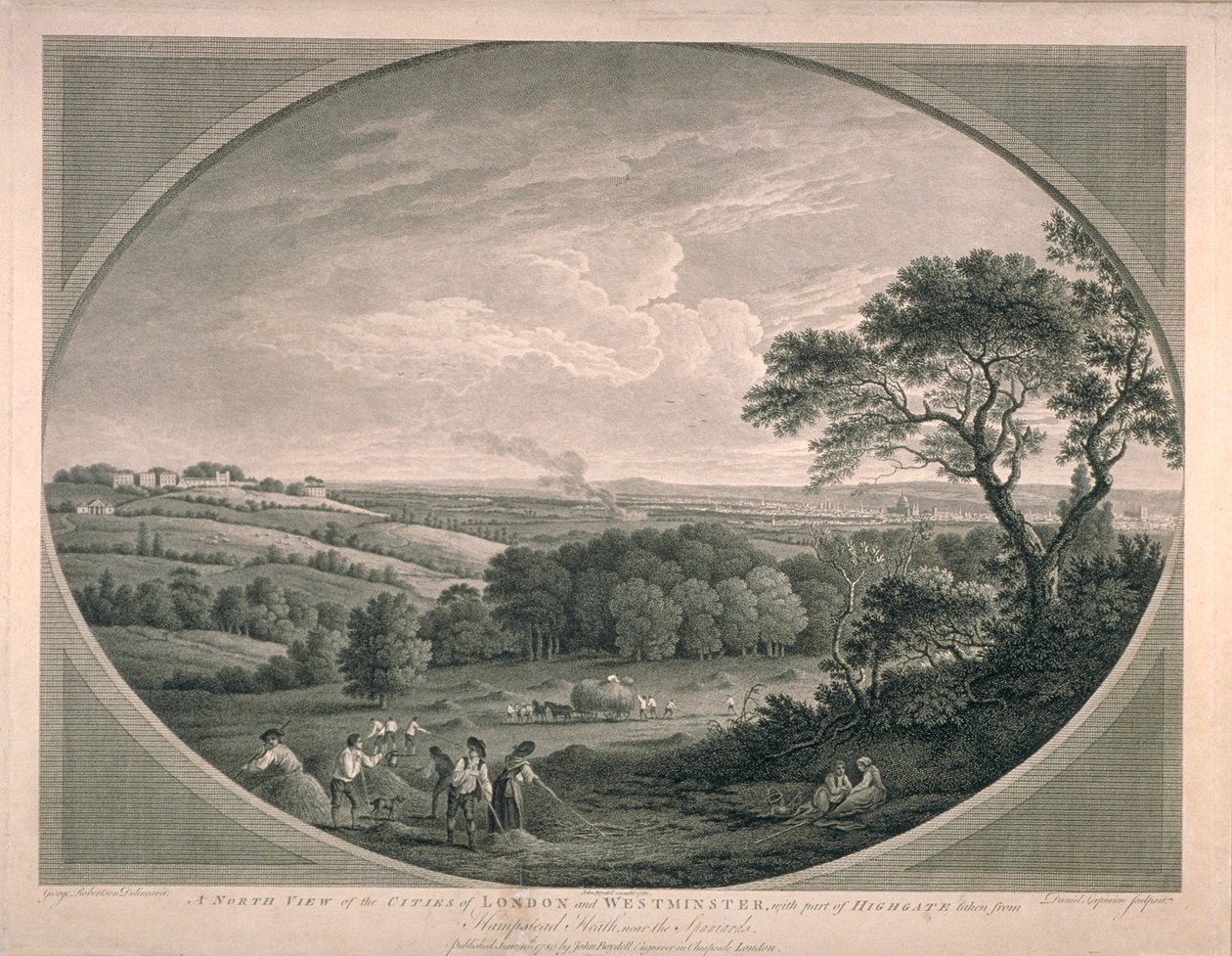 威斯敏斯特城市的田园风光与部分Highgate，1780年 作者 英语学校