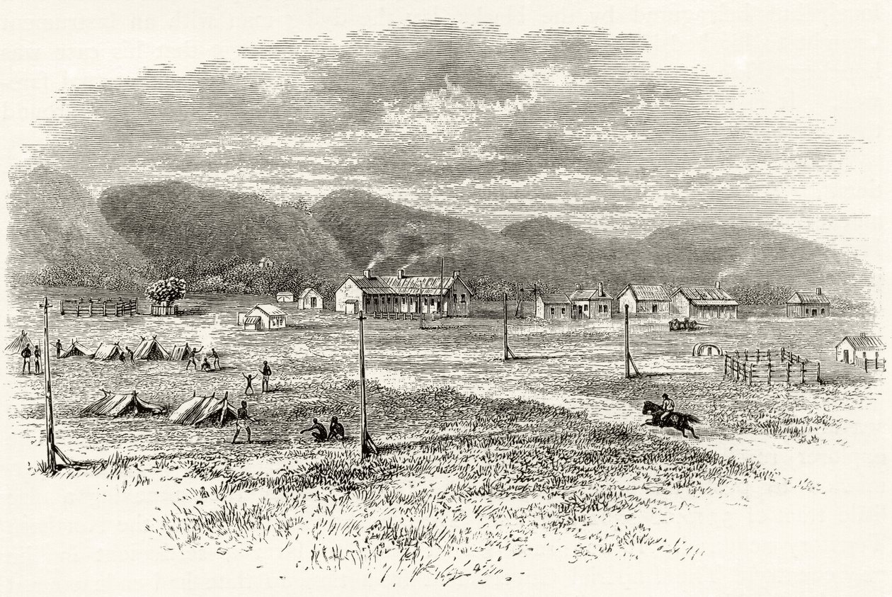 南澳大利亚Peake Overland电报站，1880年，来自霍华德威洛比的“澳大利亚图片”，由伦敦宗教学会出版，1886年 作者 英语学校