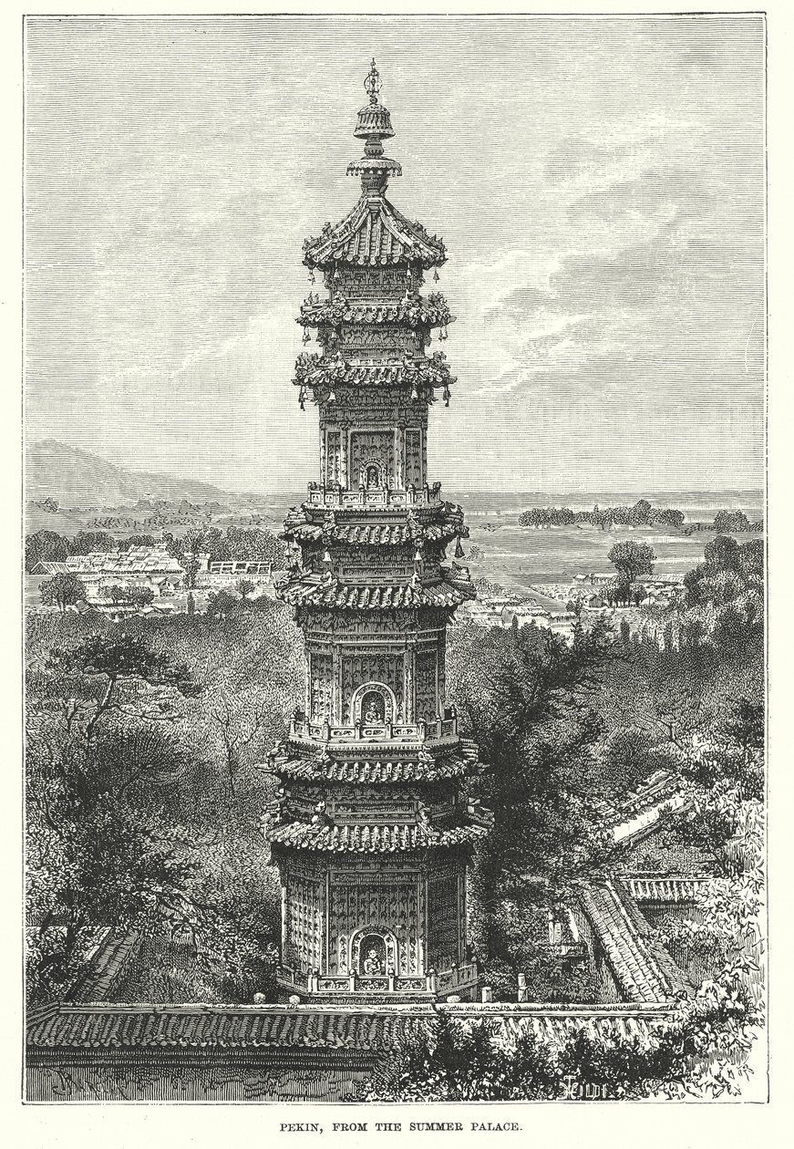 北京，从颐和园（雕刻） 作者 英语学校