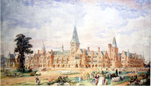 学校或学院的透视设计，约1865年 作者 英语学校
