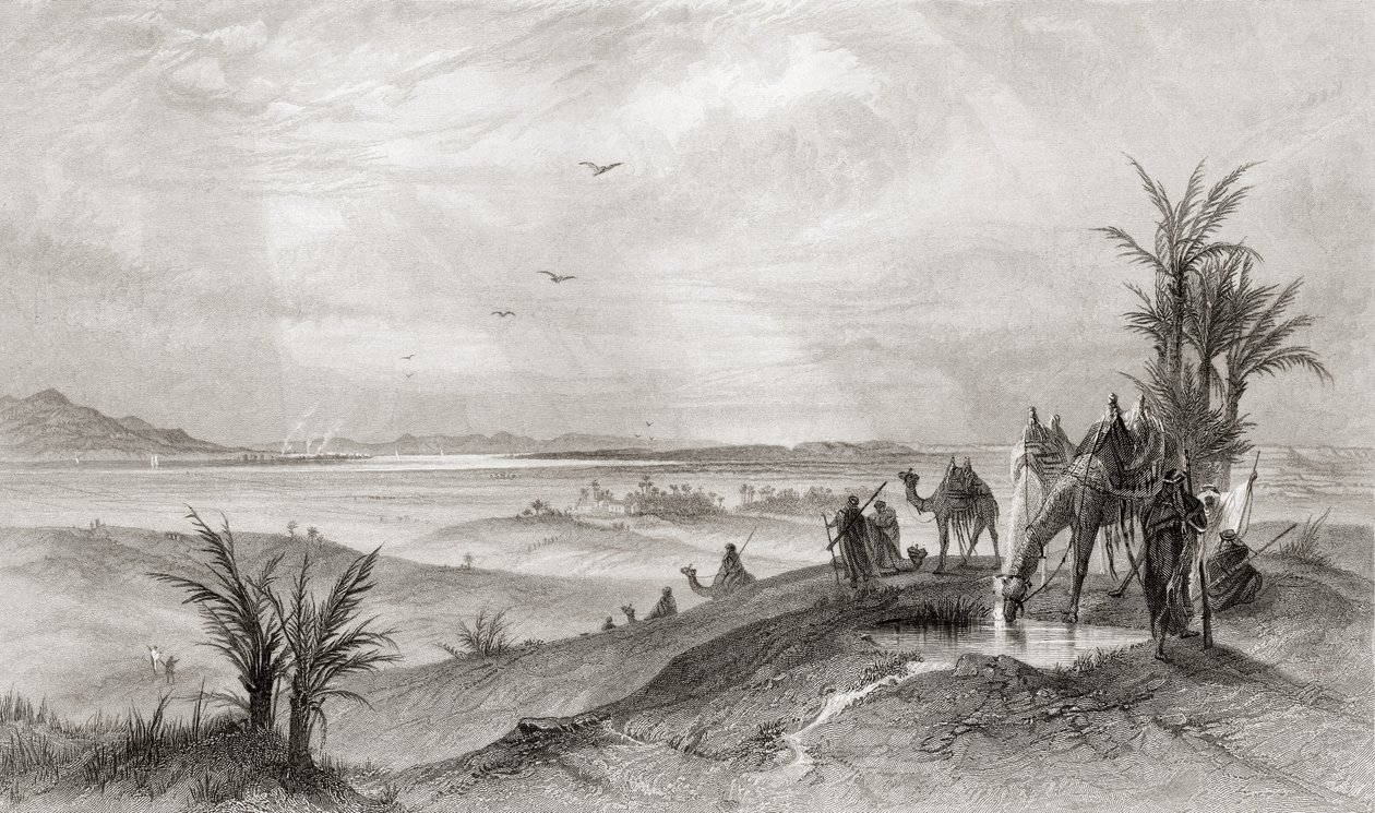 Pi Hahiroth 和红海，以色列人出埃及时在此扎营，摘自《帝国圣经词典》，1889 年出版（印刷版） 作者 英语学校