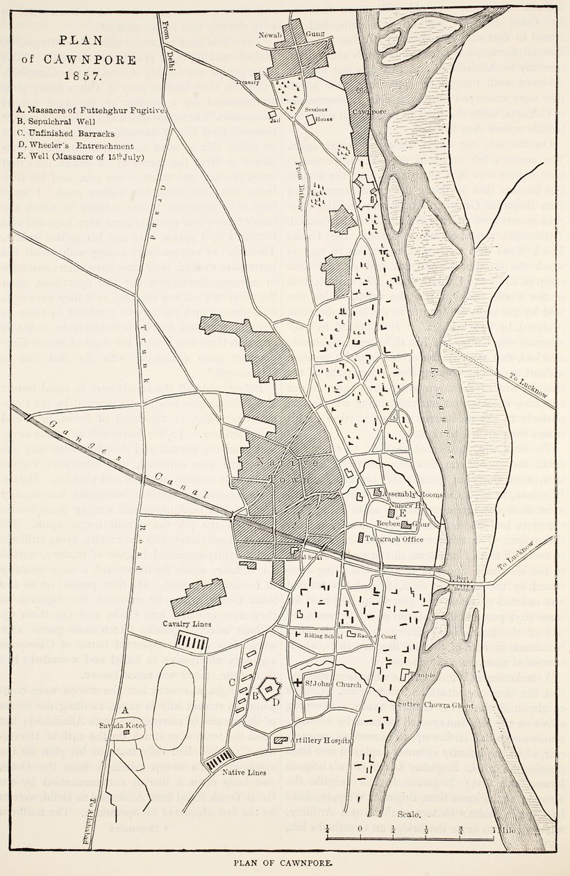 1857年Cawnpore计划，来自Cassells画报英国历史 作者 英语学校