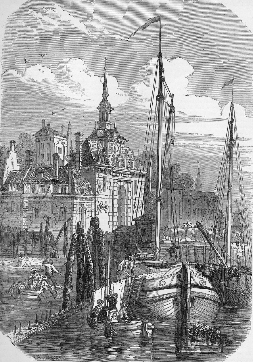 荷兰鹿特丹港，来自&39;The Illustrated London News&39;，1810 作者 英语学校