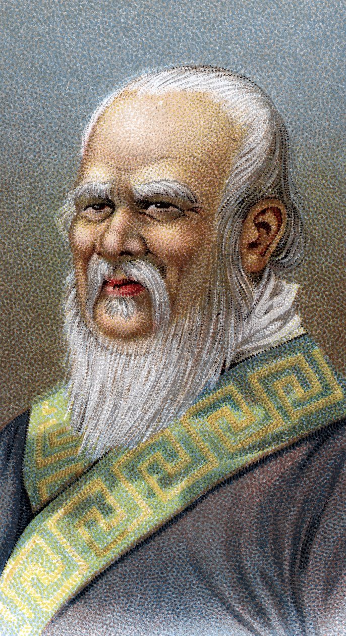 Portrait of Confucius (551-479) B.C. - Confucius (or Kong Fu Zi or KongZi) (551-479 BC) - From series “” Leaders of Men””” - Chromolithography - English School, 20th century - 作者 英语学校