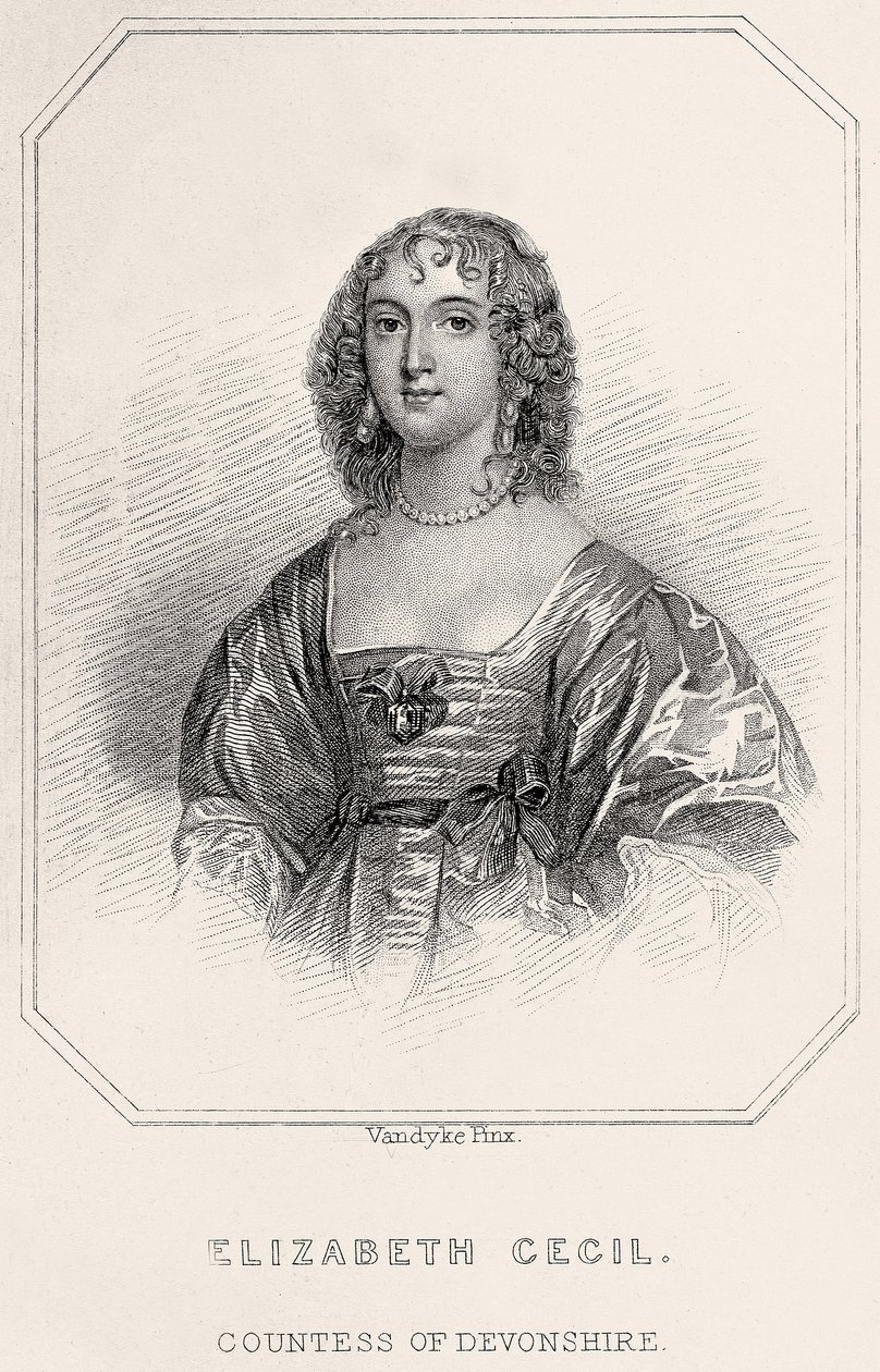伊丽莎白·塞西尔（Elizabeth Cecil）肖像，德文郡伯爵夫人，1835年 作者 英语学校