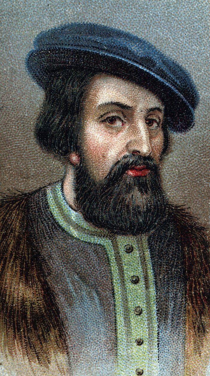 HERNANDO (Hernan) CORTES (Cortez) (1485-1547) 英国征服者的肖像 - 来自 "人类领袖 "系列 - 铬版印刷 - 英国学校，20世纪 - 。 作者 英语学校