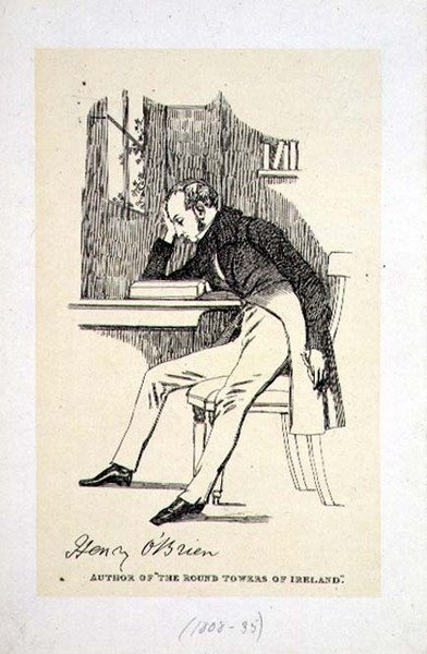 亨利-奥布莱恩（1808-35）的肖像，《爱尔兰的圆塔》的作者（雕刻版）。 作者 英语学校