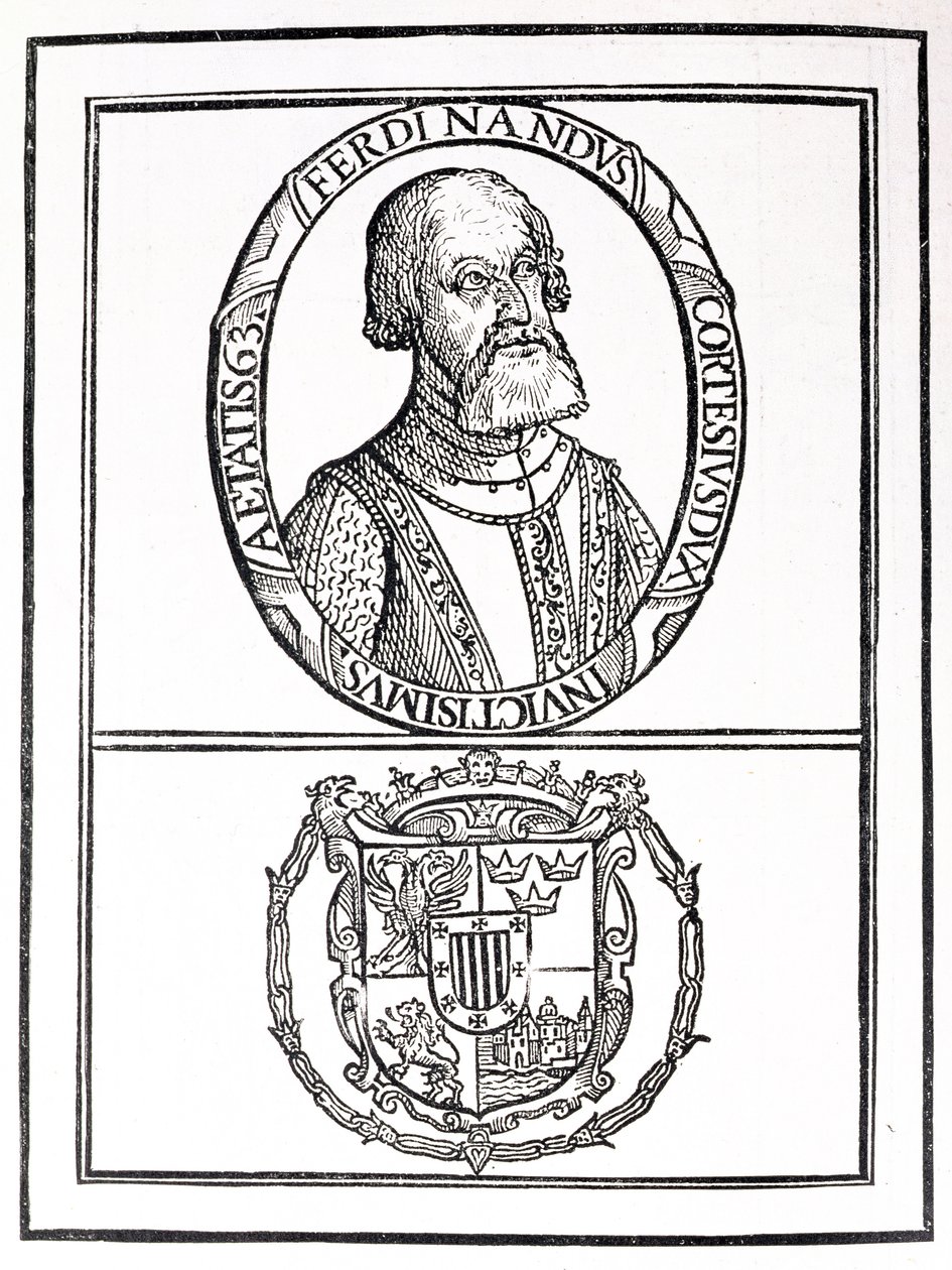 Hernado Cortes（1485-1547）及其手臂的肖像，来自“美国的叙事与批评史”，由伦敦Justin Winsor编辑，1886年 作者 英语学校