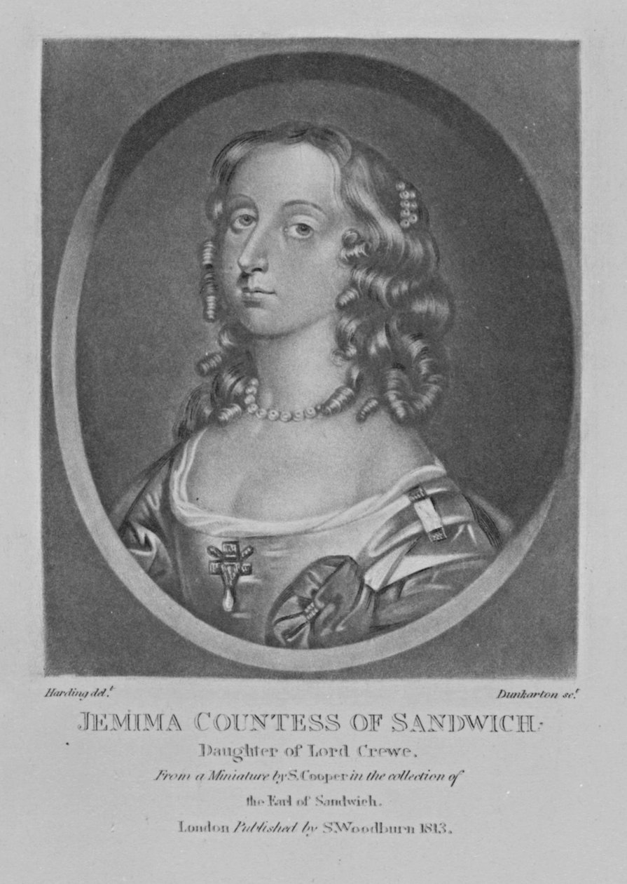 Jemima三明治伯爵夫人的肖像，来自“英国历史上杰出人物”，Richard Earlom和Charles Turner，1815年 作者 英语学校