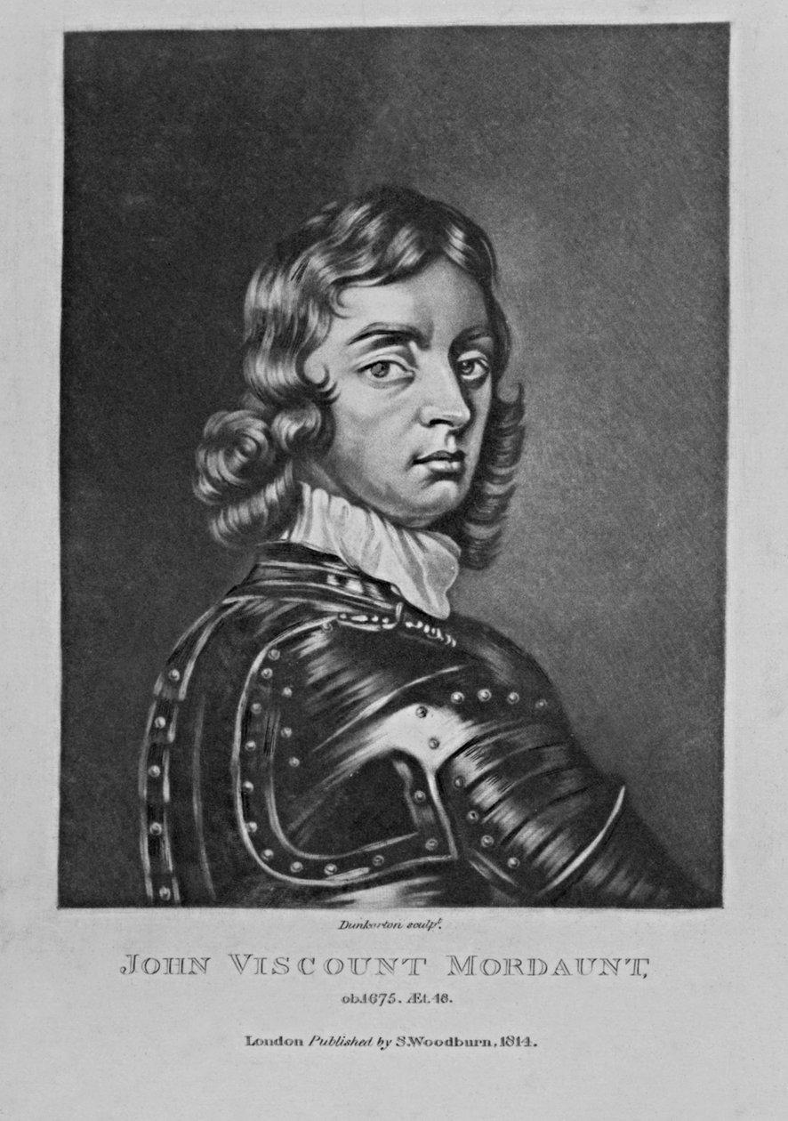John Viscount Mordaunt的肖像，来自英国历史上杰出人物，Richard Earlom和Charles Turner，1815年 作者 英语学校