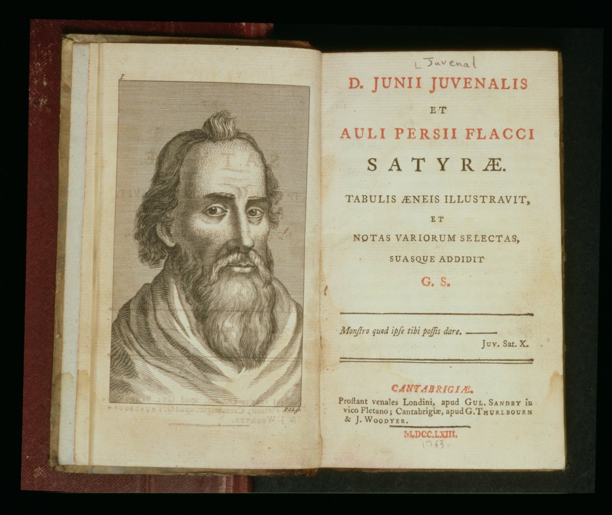 来自&39;Juvenal和Aulius Flaccus的讽刺&39;，1763年（雕刻）的Juvenal肖像 作者 英语学校