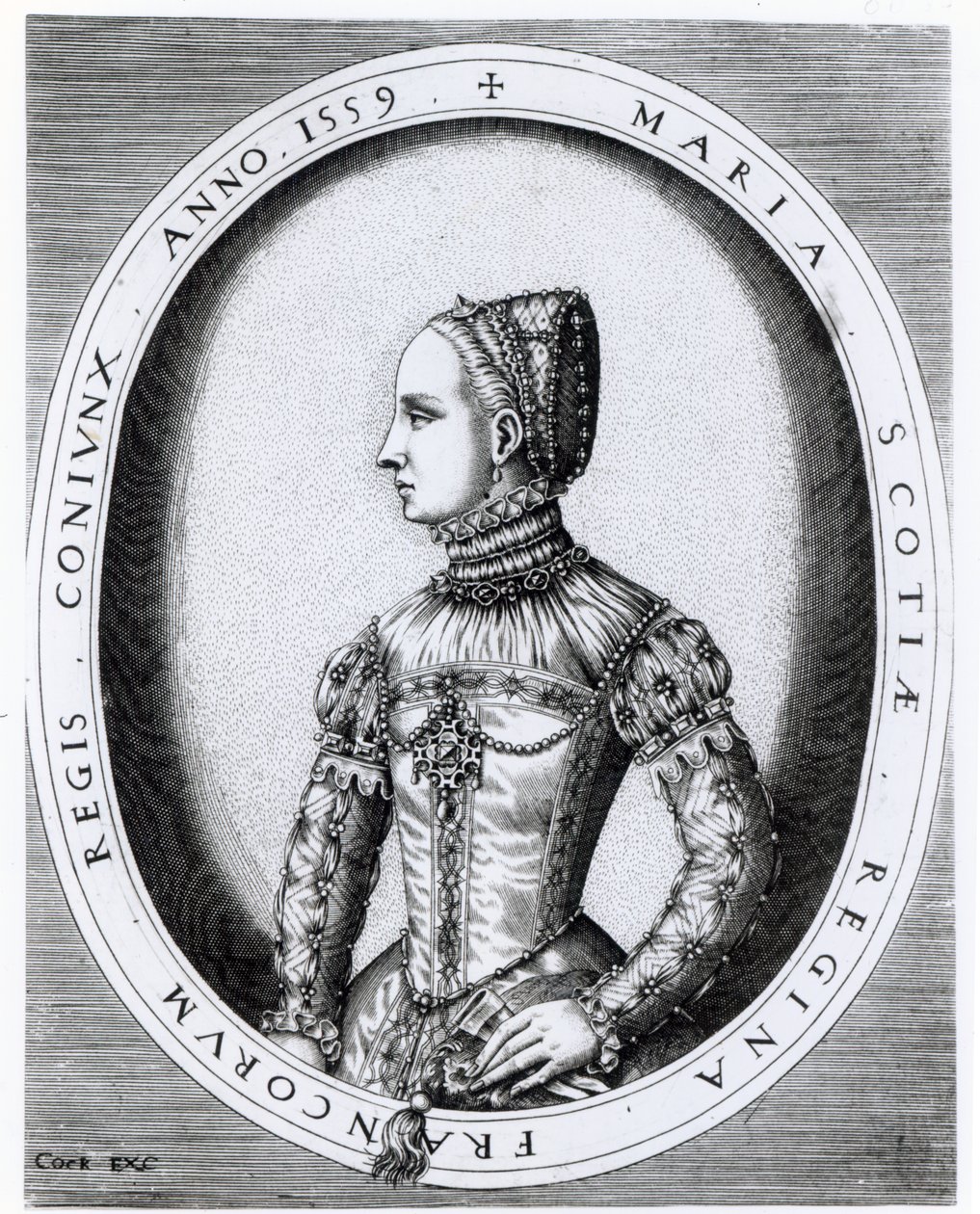 苏格兰玛丽女王的肖像（1542-87）由Hieronymus Cock雕刻（c.1510-70）1559 作者 英语学校