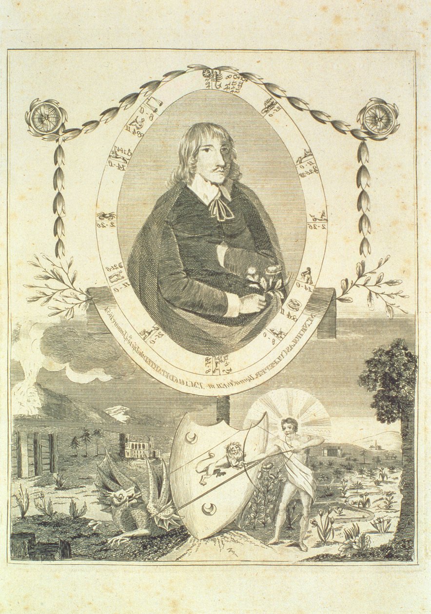 Nicholas Culpeper（1616-54）的肖像，正面的Culpepers英国医师和完整草药，1790年出版 作者 英语学校
