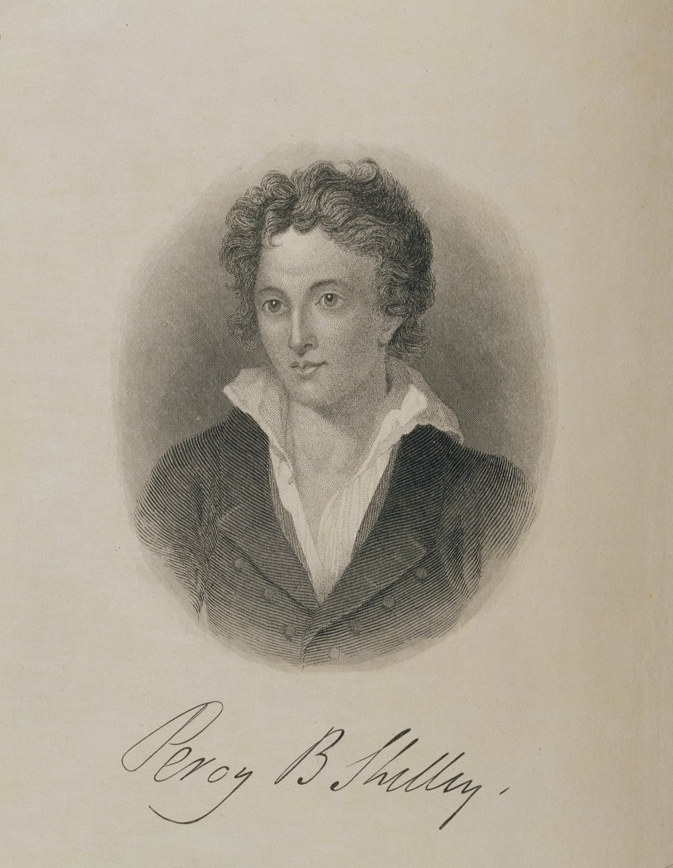 Percy Bysshe Shelley（1792-1822）的肖像， 作者 英语学校