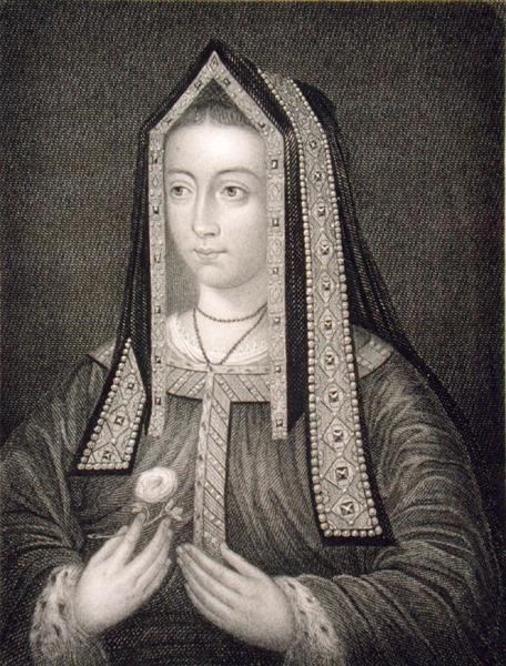 约克女王伊丽莎白（1466-1502）的画像，来自《洛奇的英国肖像》。 作者 英语学校