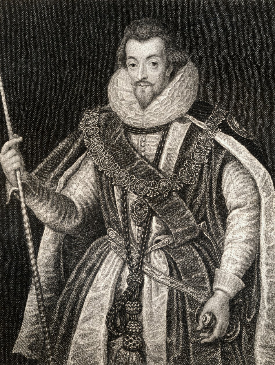 罗伯特塞西尔的肖像，索尔兹伯里的第一伯爵（1563-1612），来自Lodges British Portraits，1823年 作者 英语学校