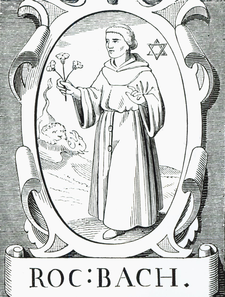 Roger Bacon的肖像（c.1220-92），中世纪和文艺复兴时期的科学和文学插图，由Paul Lacroix编写和雕刻，1878年 作者 英语学校
