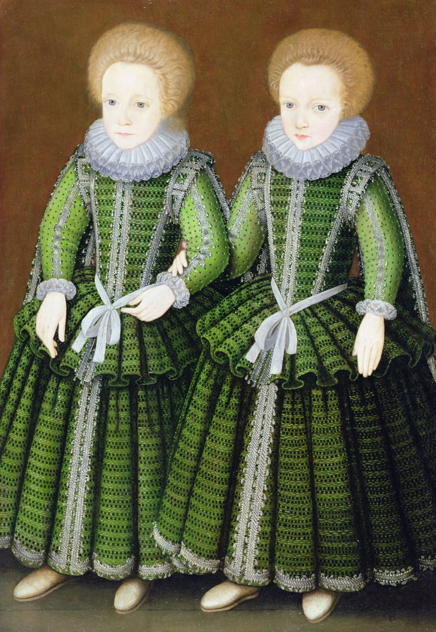 Hinton St. George的萨拉和伊丽莎白Poulett画象，萨默塞特，c.1600 作者 英语学校