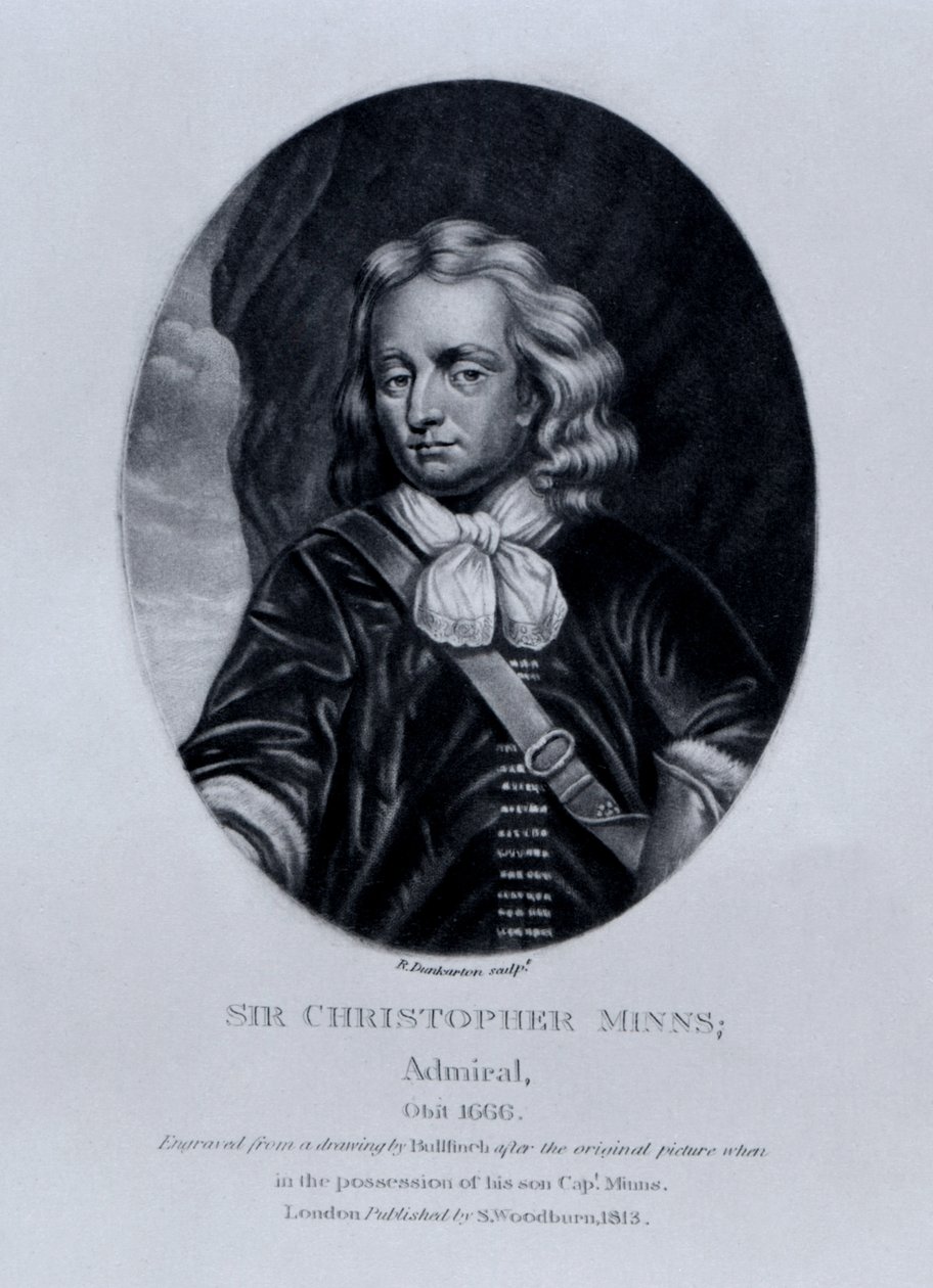 克里斯托弗·明恩斯爵士的肖像，来自“英国历史上杰出人物”，Richard Earlom和Charles Turner，1815年 作者 英语学校