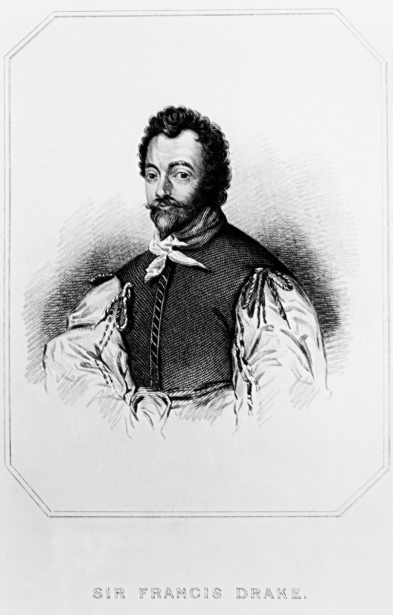 弗朗西斯·德雷克爵士（154043-1596）的肖像，来自Lodges British Portraits，1823 作者 英语学校