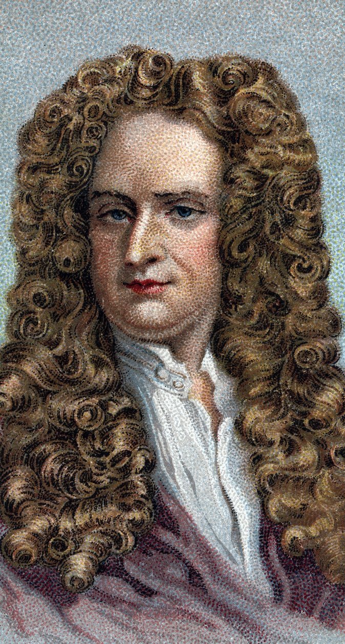 Portrait of Sir Isaac Newton 1642-1727, English physicist and mathematician - From series “” Leaders of Men” - Chromolithography - English School, 20th century - 作者 英语学校