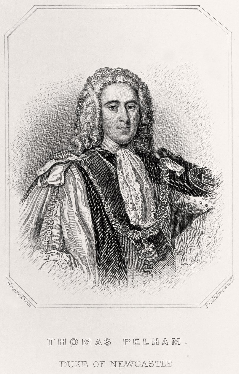 纽卡斯尔公爵托马斯·佩勒姆的画像，1835年 作者 英语学校