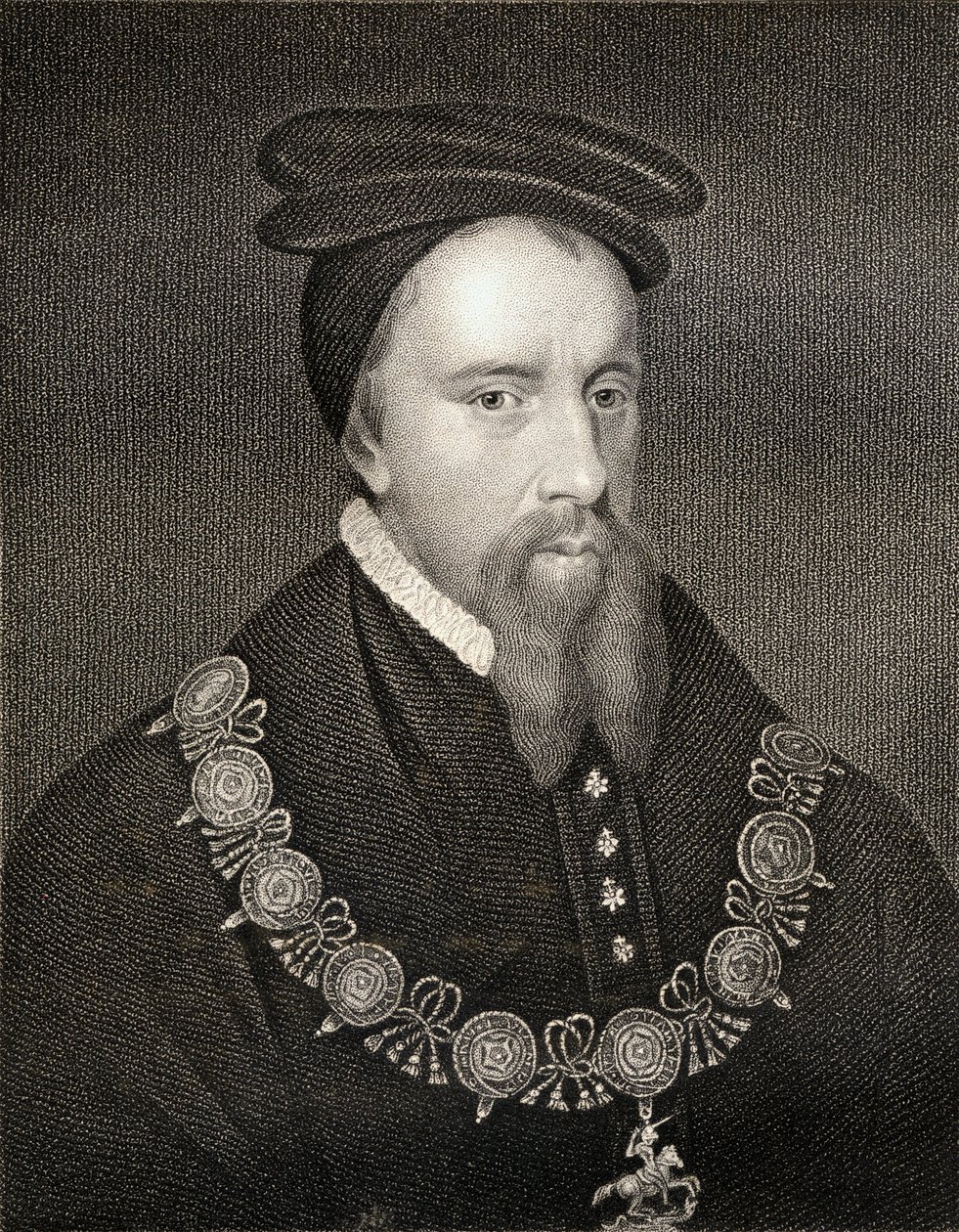 托马斯·斯坦利（1435-1504）德比第一伯爵的肖像，来自Lodges British Portraits，1823年 作者 英语学校
