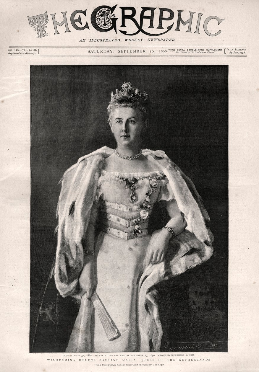 Portrait of Wilhelmina of the Netherlands (1880-1962), Queen of the Netherlands - Frontpage of newspaper “” The Graphic” 作者 英语学校