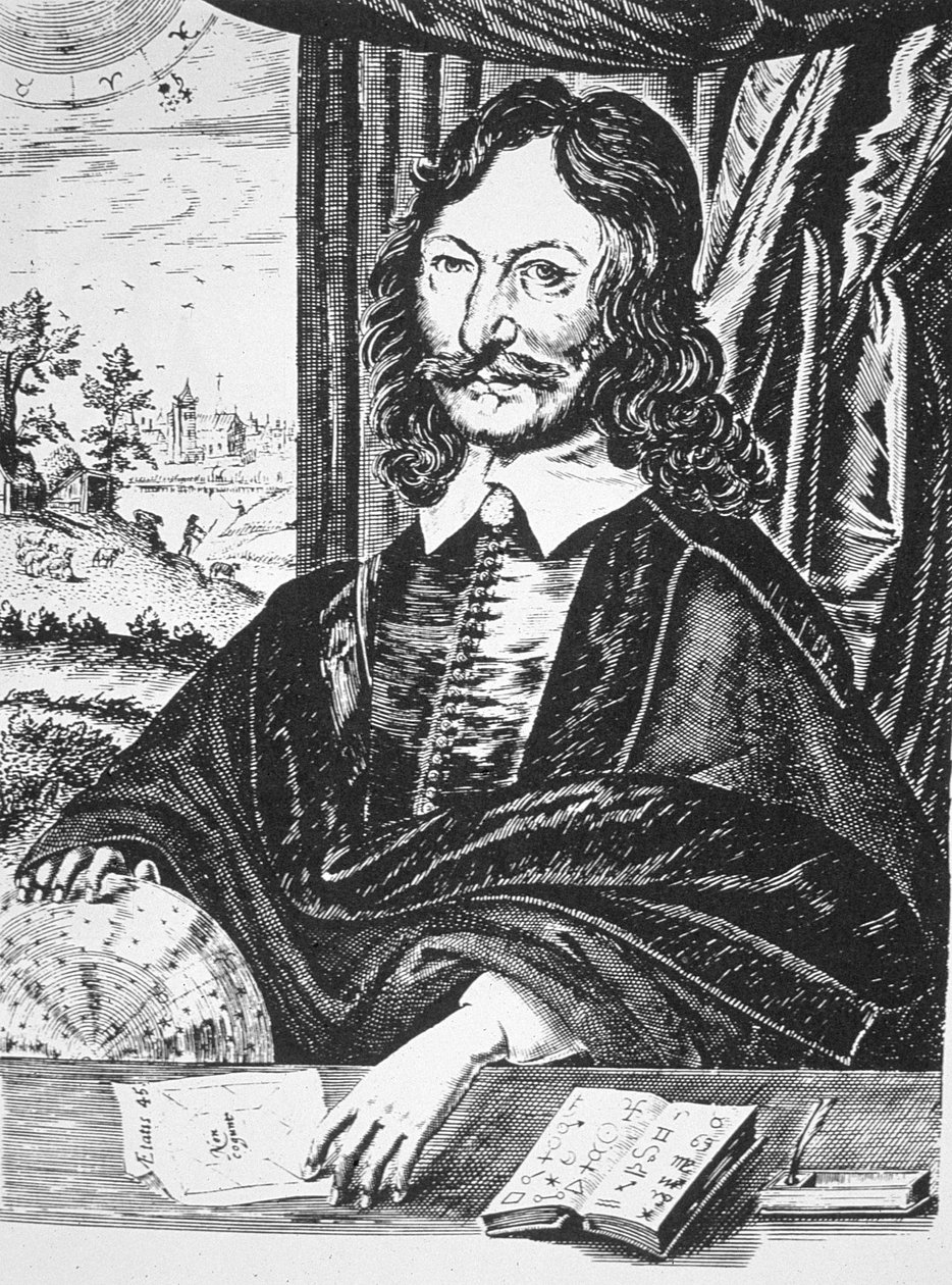 William Lilly（1602-81）的肖像，来自1647年伦敦的基督教占星术，在19世纪后期出版的“魔法史”中有所体现 作者 英语学校