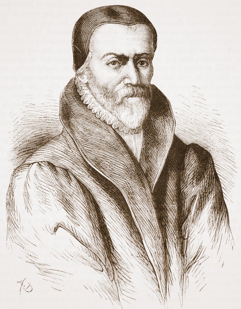 William Tyndale的肖像（来自国家图书馆的旧版画），詹姆斯·艾特肯·威利（1808-1890），酒吧的新教历史插图。 1878年 作者 英语学校