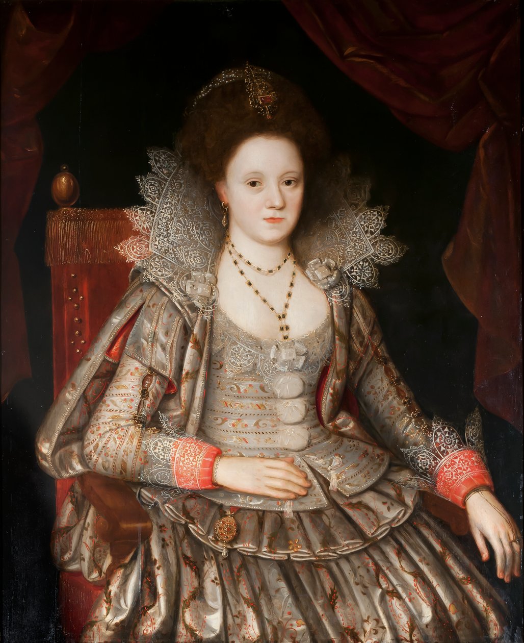 一位女士的肖像，c.1612 作者 英语学校