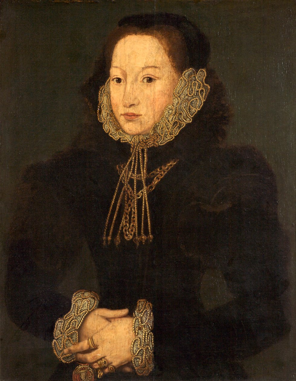 一位未知的夫人的画象，c.1550 作者 英语学校