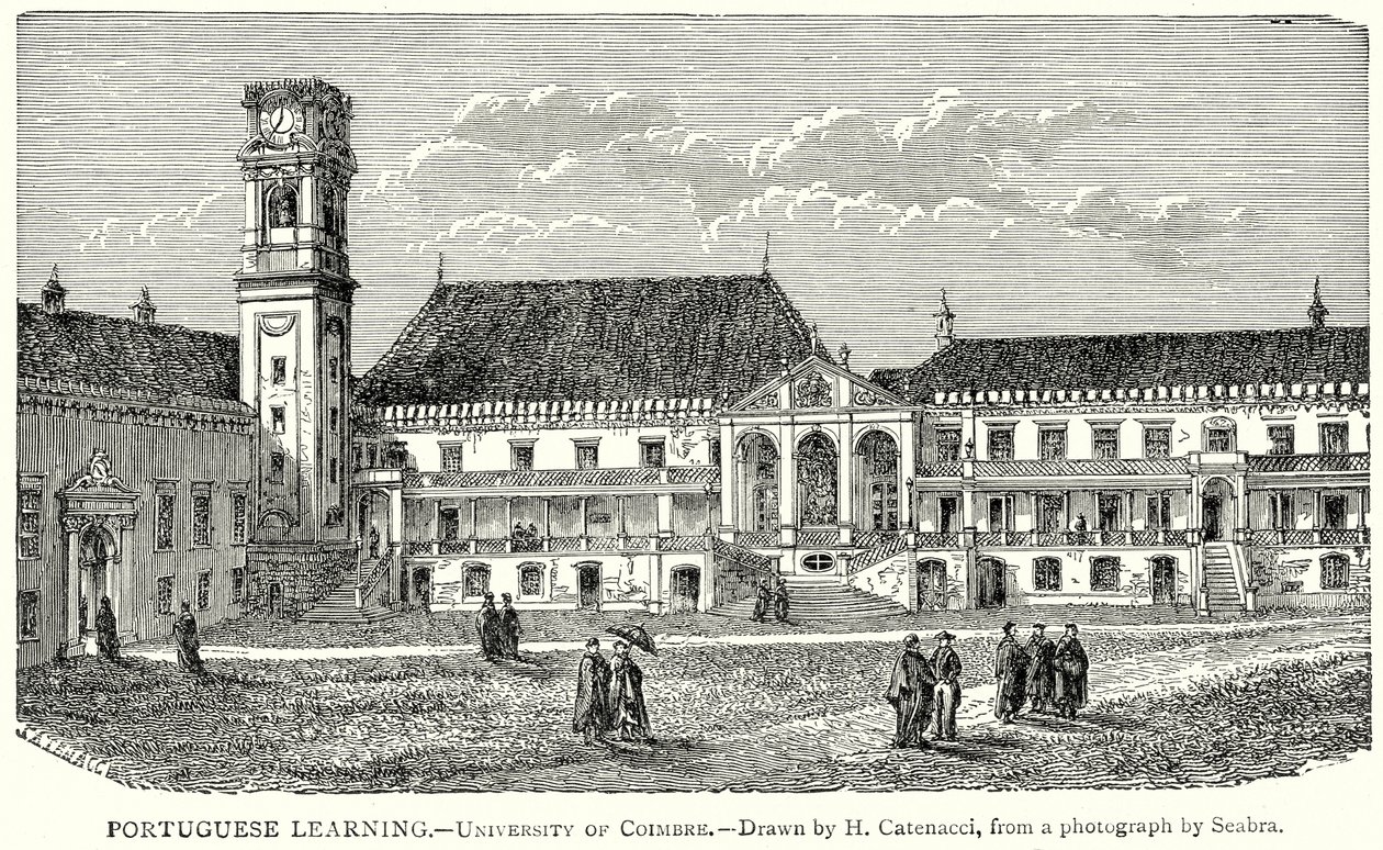 葡萄牙语学习。- 科英布拉大学（雕刻） 作者 英语学校