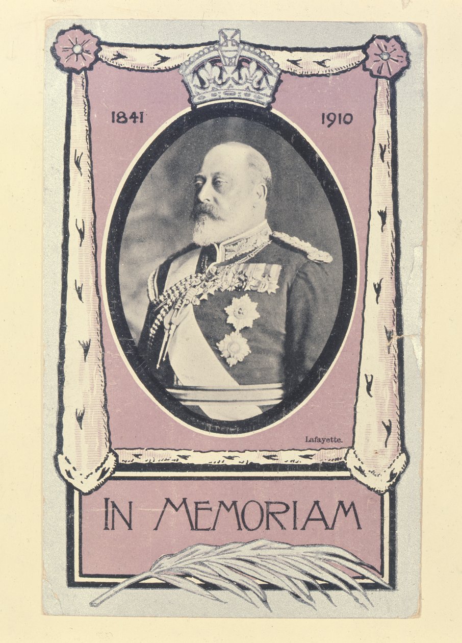 明信片纪念爱德华七世的死亡，c.1910 作者 英语学校