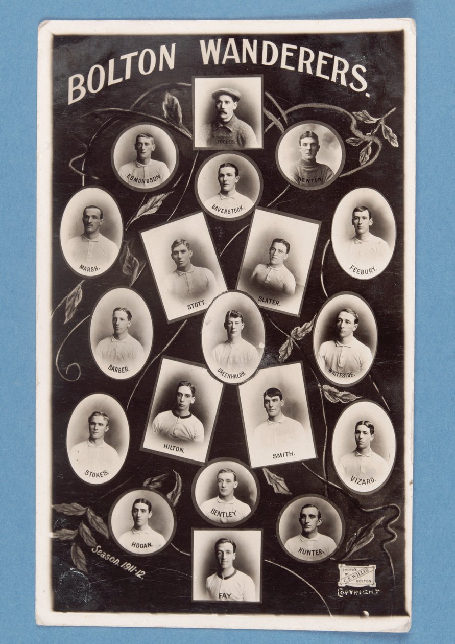 Bolton Wanderers FC球员的明信片，1911-12赛季（bw litho） 作者 英语学校
