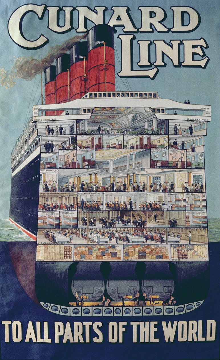 宣传Cunard Line的海报 作者 英语学校