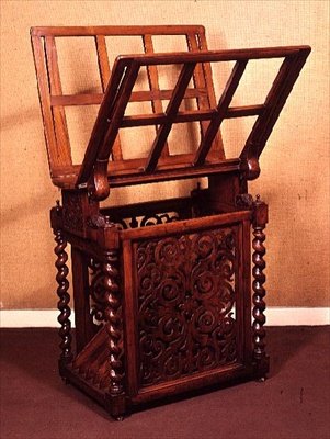打印支架，核桃与大麦扭曲柱，1850-60 作者 英语学校