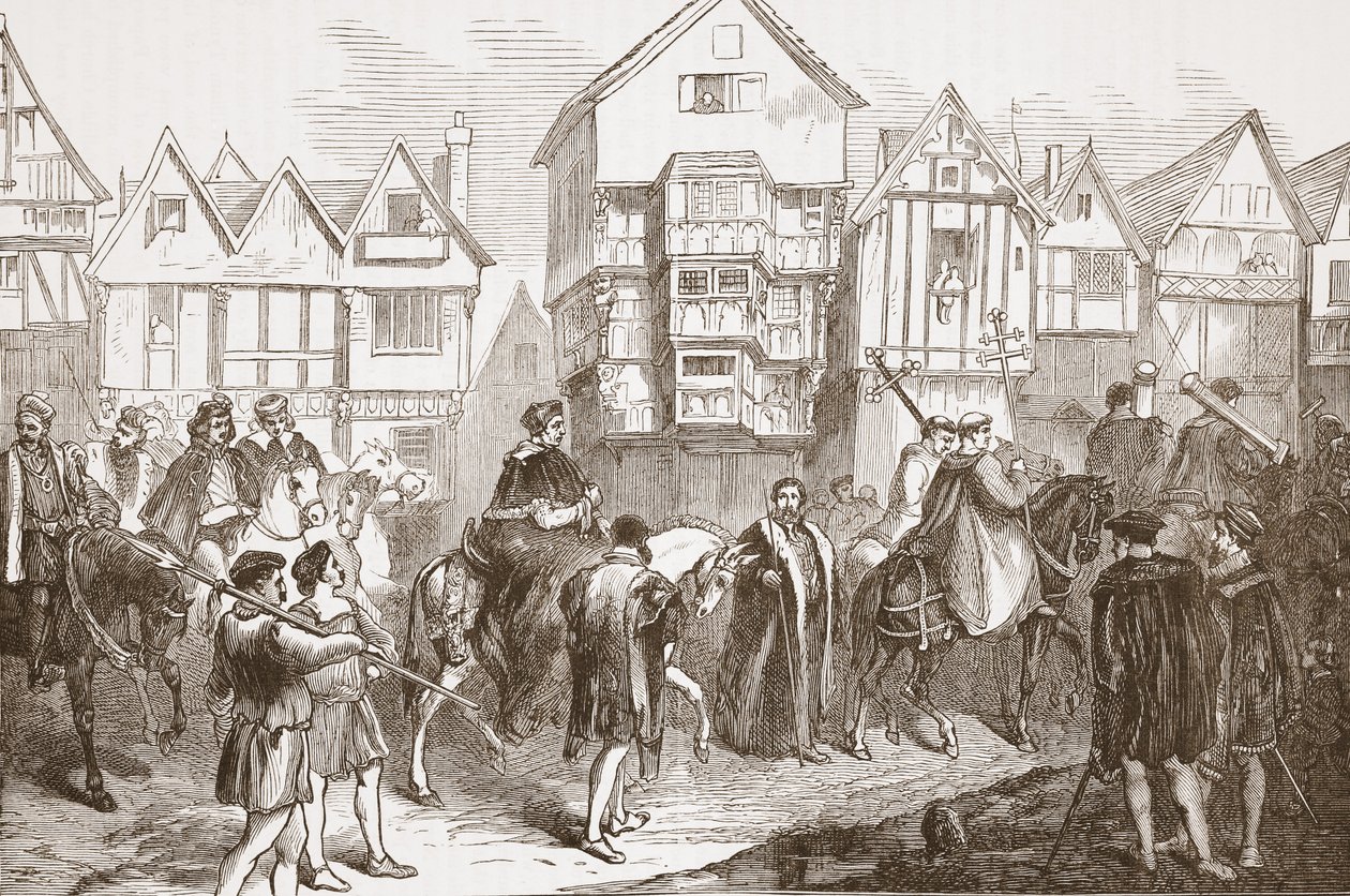 Wolsey游行到威斯敏斯特大厅，插图来自James Aitken Wylie的新教历史（1808-1890），酒吧。 1878年 作者 英语学校