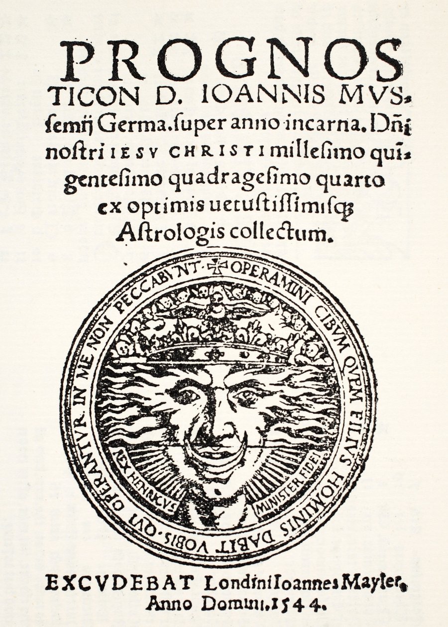 Jo。的预测1544年。 Mussemius，由J. Mayler，1544年出版 作者 英语学校