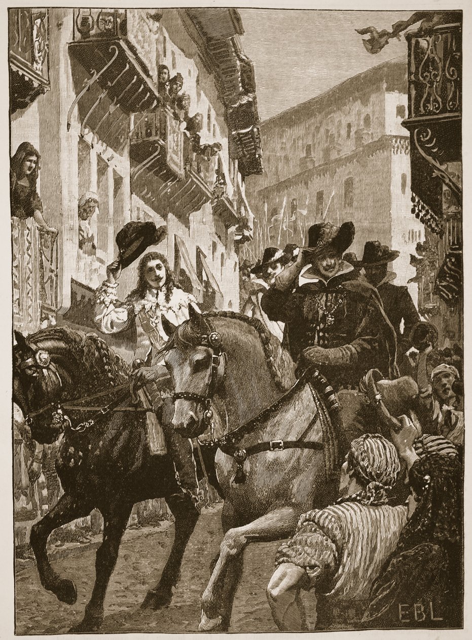 查尔斯王子在马德里的公众接待，插图来自Cassell Illustrated History of England（sepia photo） 作者 英语学校