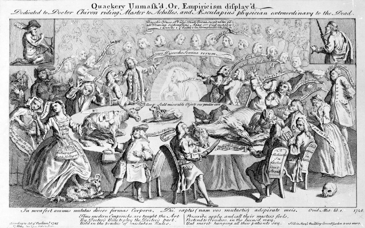 Quackery Unmasked，或Empiricism显示：献给Chiron医生，骑着Master到Achilles，和Aesculapius，医生非凡的死者，1748 作者 英语学校