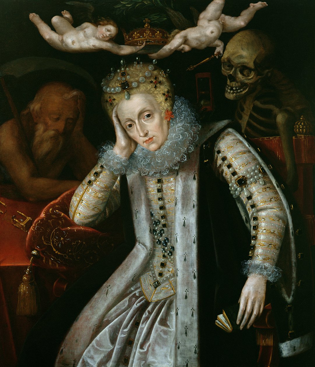 女王伊丽莎白一世（1538-1603）在老年时期，c.1610 作者 英语学校