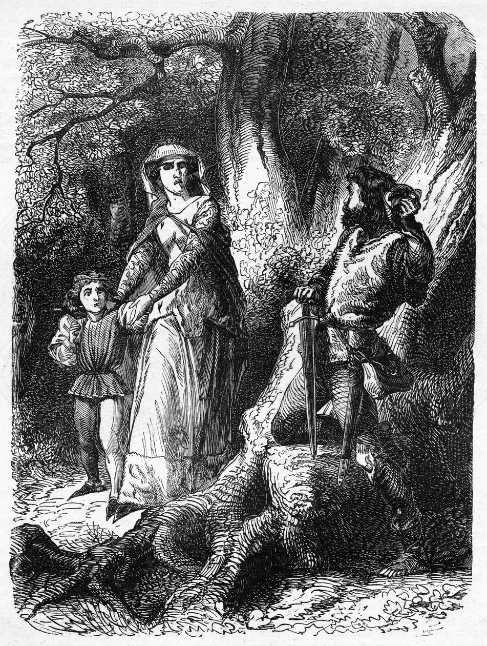 玛格丽特女王和赫克瑟姆的强盗，1858年出版的“约翰卡塞尔的英国插图史”的插图 作者 英语学校