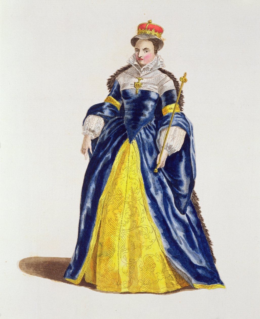 1554年的英国女王玛丽一世（1516-58）（彩色版画）。 作者 英语学校