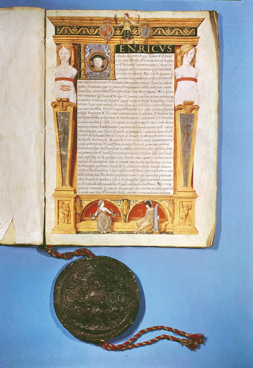 1546年7月17日，亨利八世（1491-1547）批准了阿德雷斯条约 作者 英语学校